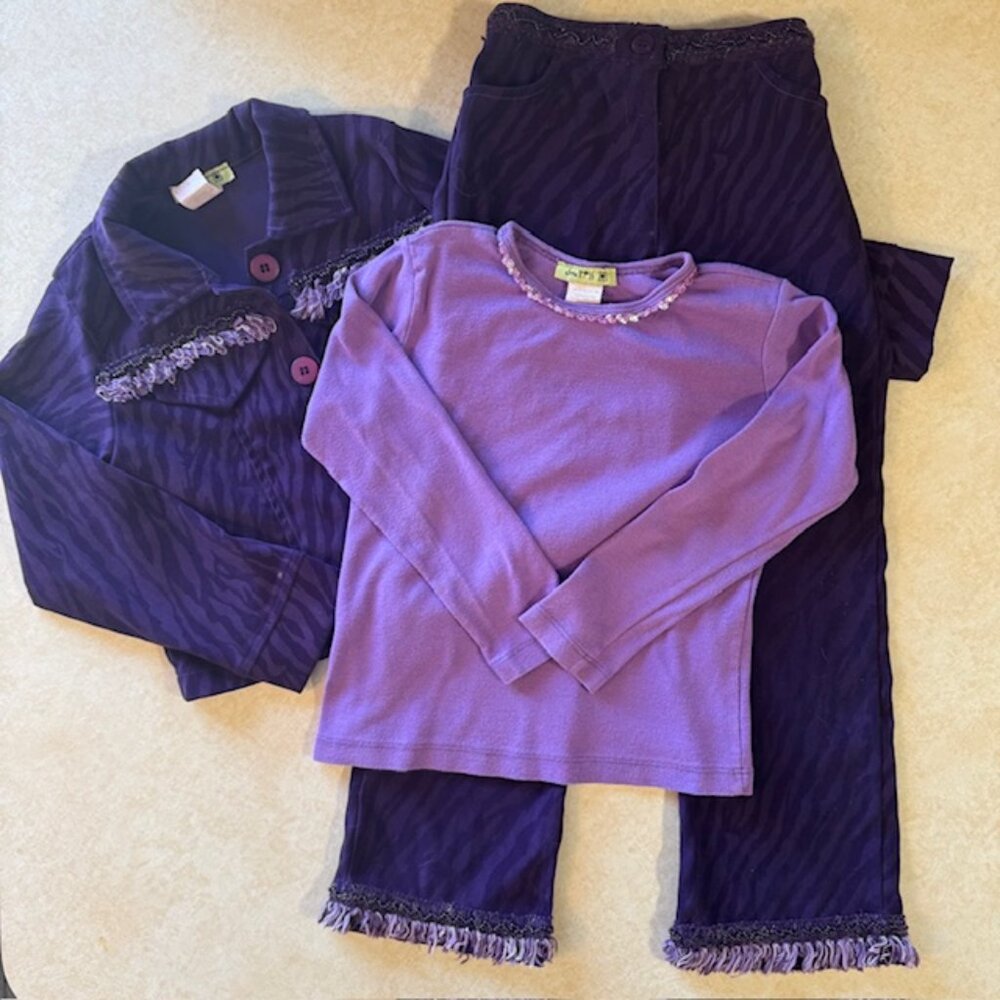 Little Mass 3 piece Top Pants Jacket Fringe Outfit sz 6